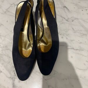Elegant Vintage Escada Black Satin Slingback Heel